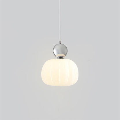 Yedra Organic Pumpkin Pendant Lamp – Round Acrylic Hanging Light with Soft Warm Glow for Dining Room, Bedroom & Kitchen