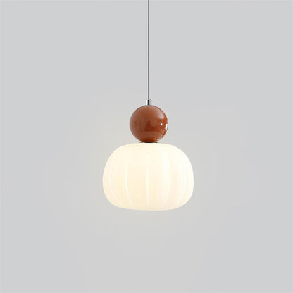 Yedra Organic Pumpkin Pendant Lamp – Round Acrylic Hanging Light with Soft Warm Glow for Dining Room, Bedroom & Kitchen