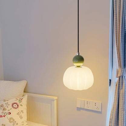 Yedra Organic Pumpkin Pendant Lamp – Round Acrylic Hanging Light with Soft Warm Glow for Dining Room, Bedroom & Kitchen