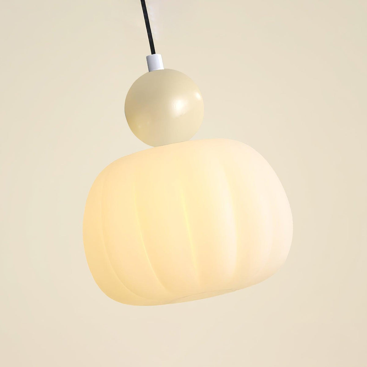 Yedra Organic Pumpkin Pendant Lamp – Round Acrylic Hanging Light with Soft Warm Glow for Dining Room, Bedroom & Kitchen