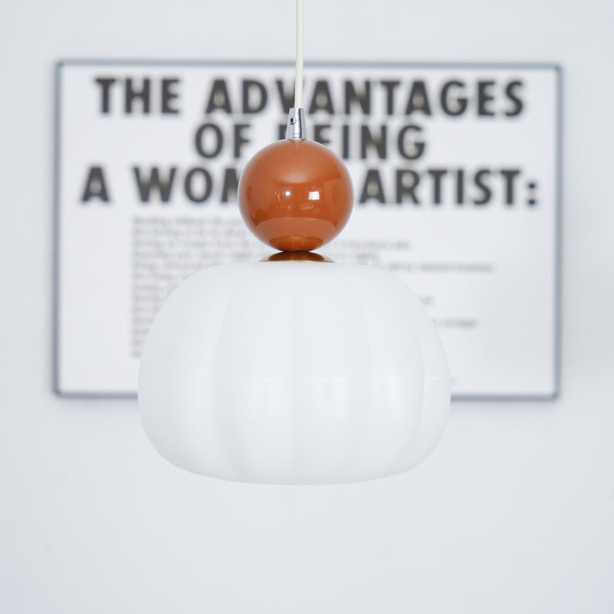 Yedra Organic Pumpkin Pendant Lamp – Round Acrylic Hanging Light with Soft Warm Glow for Dining Room, Bedroom & Kitchen