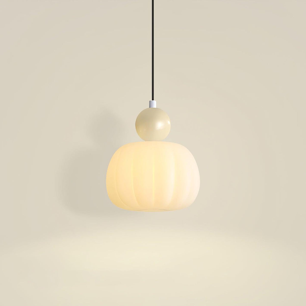 Yedra Organic Pumpkin Pendant Lamp – Round Acrylic Hanging Light with Soft Warm Glow for Dining Room, Bedroom & Kitchen