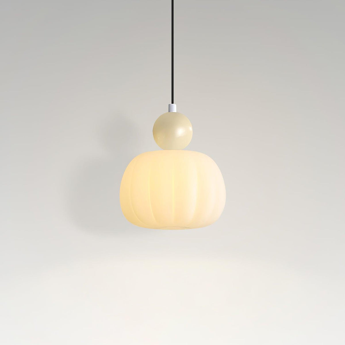 Yedra Organic Pumpkin Pendant Lamp – Round Acrylic Hanging Light with Soft Warm Glow for Dining Room, Bedroom & Kitchen