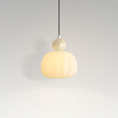 Yedra Organic Pumpkin Pendant Lamp – Round Acrylic Hanging Light with Soft Warm Glow for Dining Room, Bedroom & Kitchen