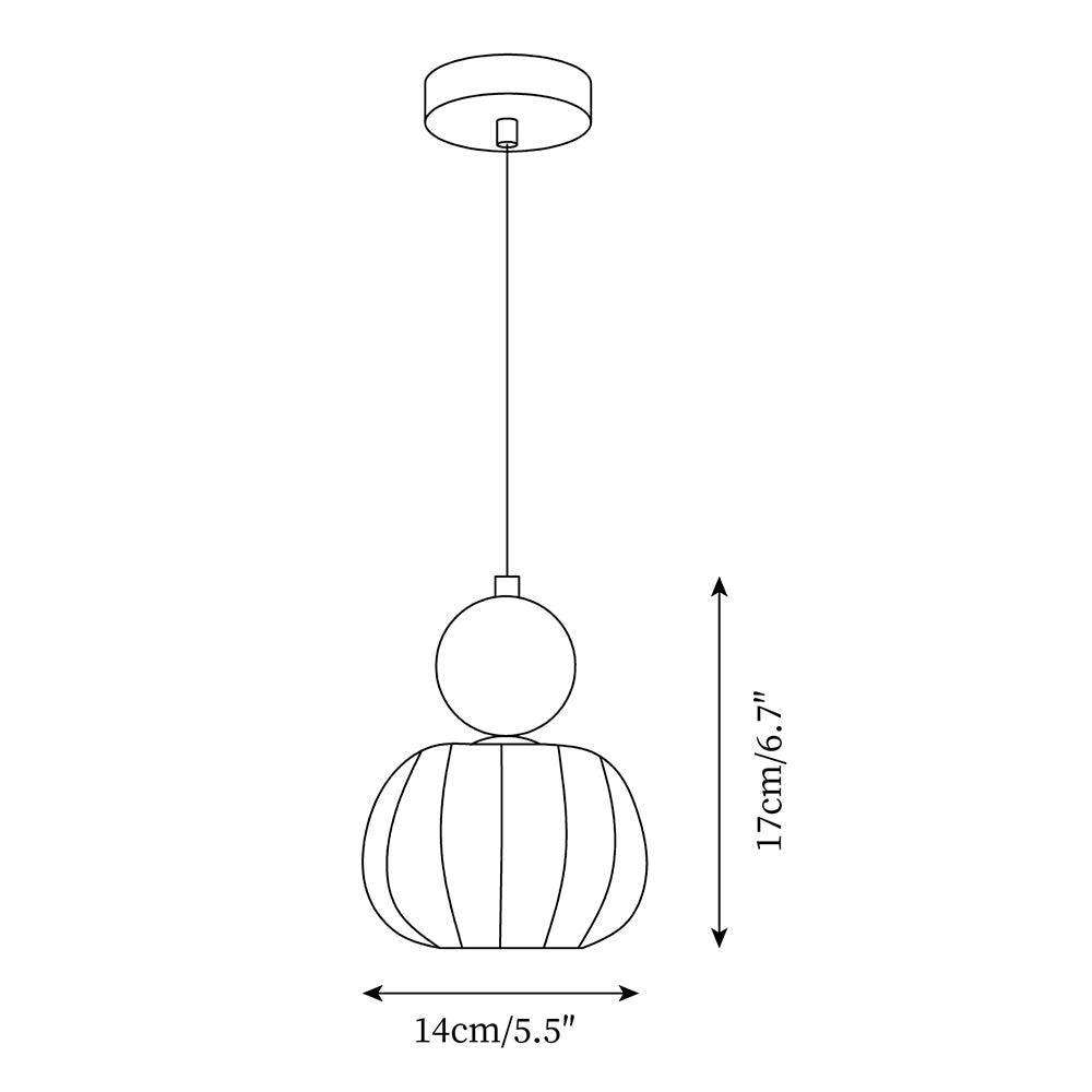 Yedra Organic Pumpkin Pendant Lamp – Round Acrylic Hanging Light with Soft Warm Glow for Dining Room, Bedroom & Kitchen
