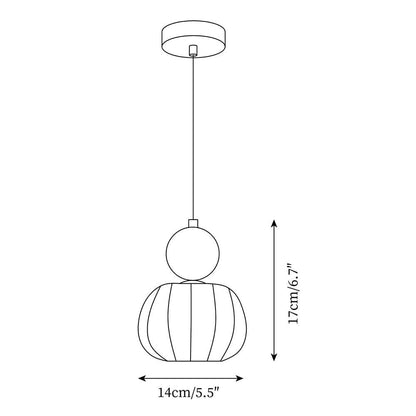 Yedra Organic Pumpkin Pendant Lamp – Round Acrylic Hanging Light with Soft Warm Glow for Dining Room, Bedroom & Kitchen