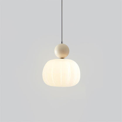 Yedra Organic Pumpkin Pendant Lamp – Round Acrylic Hanging Light with Soft Warm Glow for Dining Room, Bedroom & Kitchen
