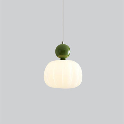 Yedra Organic Pumpkin Pendant Lamp – Round Acrylic Hanging Light with Soft Warm Glow for Dining Room, Bedroom & Kitchen