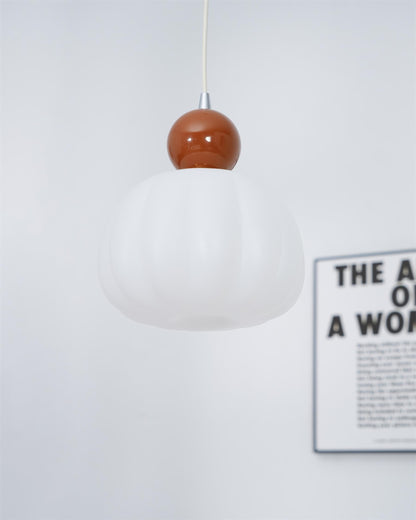 Yedra Organic Pumpkin Pendant Lamp – Round Acrylic Hanging Light with Soft Warm Glow for Dining Room, Bedroom & Kitchen