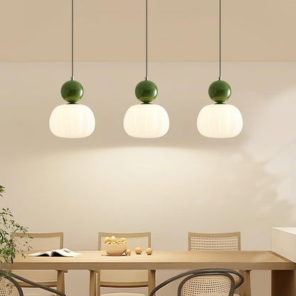 Yedra Organic Pumpkin Pendant Lamp – Round Acrylic Hanging Light with Soft Warm Glow for Dining Room, Bedroom & Kitchen