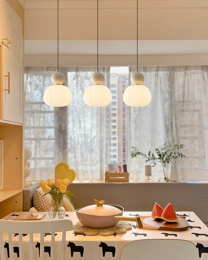Yedra Organic Pumpkin Pendant Lamp – Round Acrylic Hanging Light with Soft Warm Glow for Dining Room, Bedroom & Kitchen