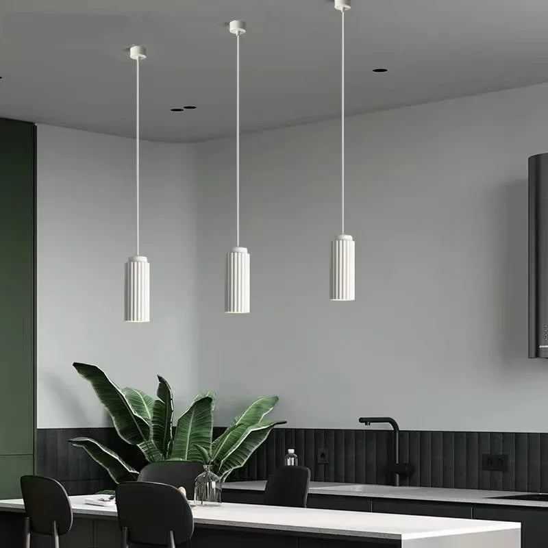 NordicGlow Fluted LED Pendant Light – Scandinavian Colorful Hanging Lamp, Warm or Cool White for Kitchen Island & Dining
