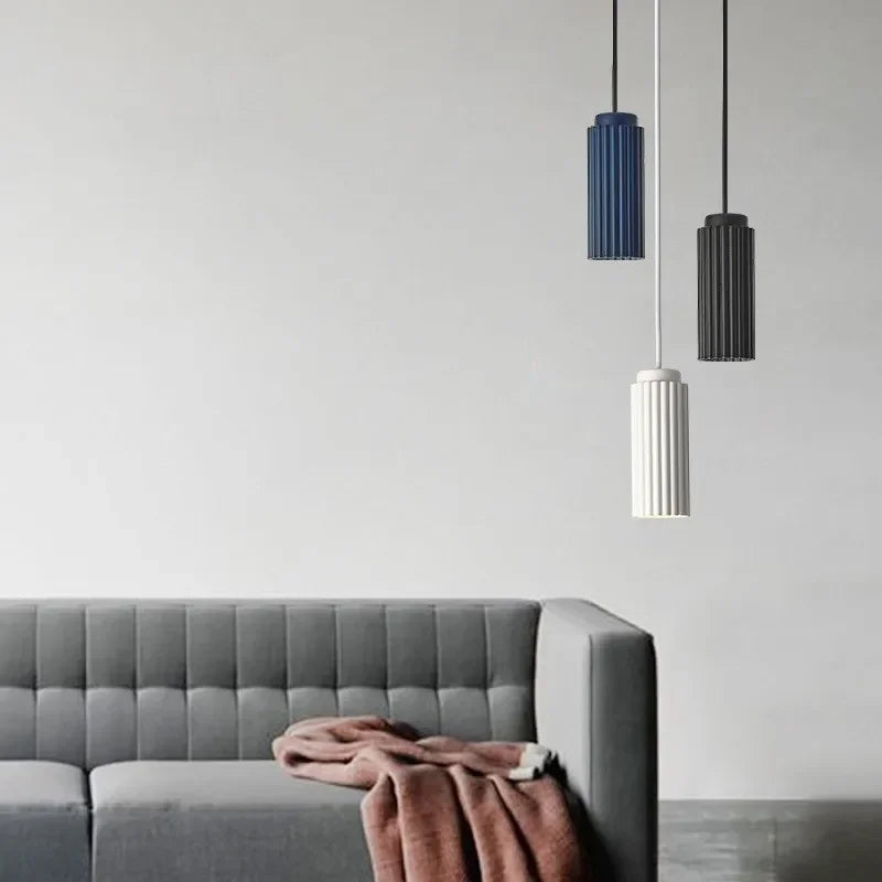 NordicGlow Fluted LED Pendant Light – Scandinavian Colorful Hanging Lamp, Warm or Cool White for Kitchen Island & Dining