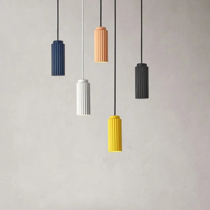 NordicGlow Fluted LED Pendant Light – Scandinavian Colorful Hanging Lamp, Warm or Cool White for Kitchen Island & Dining