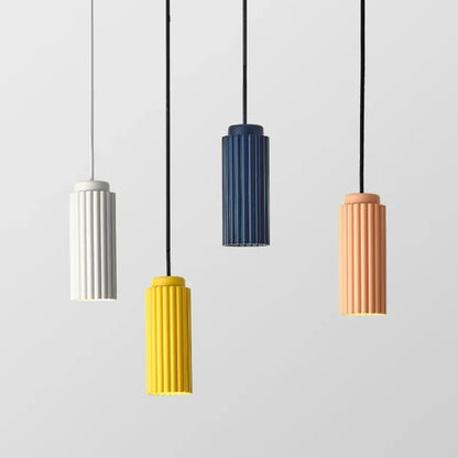 NordicGlow Fluted LED Pendant Light – Scandinavian Colorful Hanging Lamp, Warm or Cool White for Kitchen Island & Dining