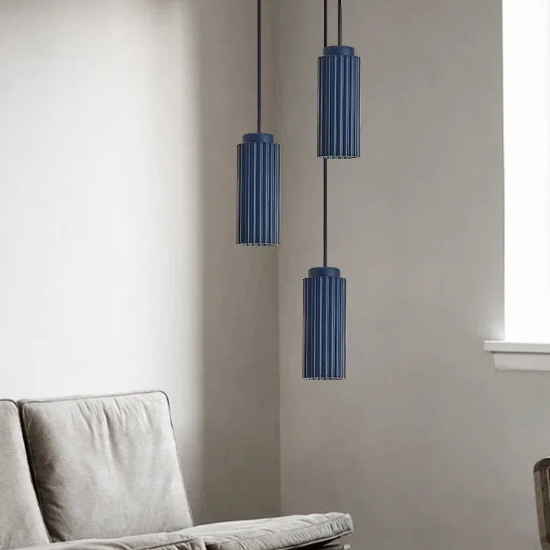 NordicGlow Fluted LED Pendant Light – Scandinavian Colorful Hanging Lamp, Warm or Cool White for Kitchen Island & Dining