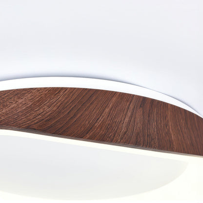 Nordic Wood-Grain LED Ceiling Light – Artistic Curved Flush Mount, 40 or 50 cm, Energy-Saving 23W/29W for Living Room