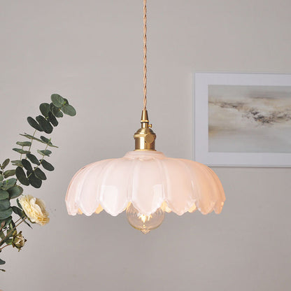 Vintage Flower Glass Pendant Light – Colorful Floral Hanging Lamp for Kitchen Island, Dining Room & Bedroom