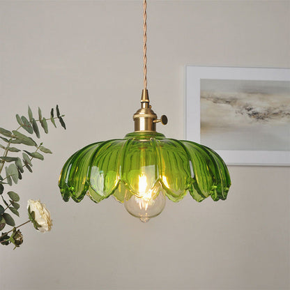 Vintage Flower Glass Pendant Light – Colorful Floral Hanging Lamp for Kitchen Island, Dining Room & Bedroom