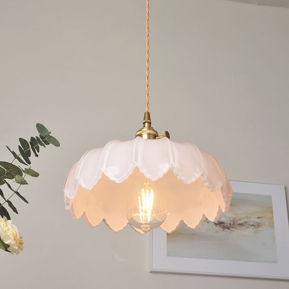 Vintage Flower Glass Pendant Light – Colorful Floral Hanging Lamp for Kitchen Island, Dining Room & Bedroom