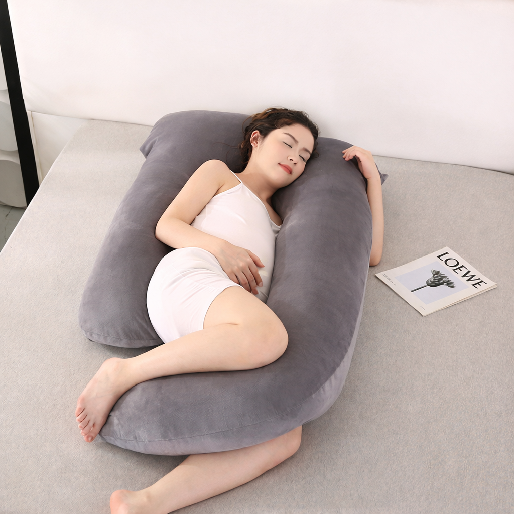 U-Shaped Pregnancy Body Pillow – Full Body Support Sleeping Cushion for Side Sleepers, Nursing & Lounging