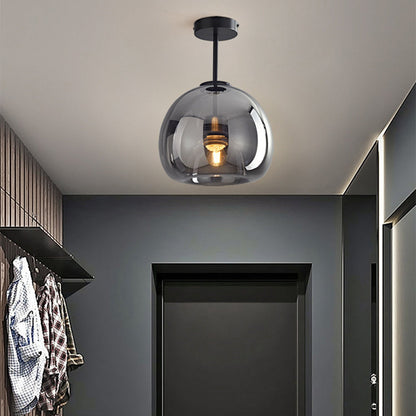 Vintage Amber Bubble Glass Ceiling Light – Retro Mid-Century Semi-Flush Lamp in Gold or Black for Hallway, Bedroom & Dining
