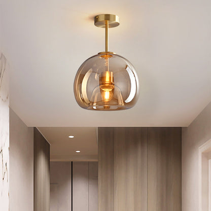 Vintage Amber Bubble Glass Ceiling Light – Retro Mid-Century Semi-Flush Lamp in Gold or Black for Hallway, Bedroom & Dining