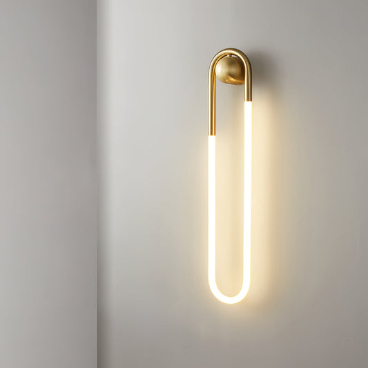 Modern Looped LED Wall Light – Minimalist Architectural Brass or Black Wall Sconce, 9W 45 cm or 18W 75 cm, Warm White