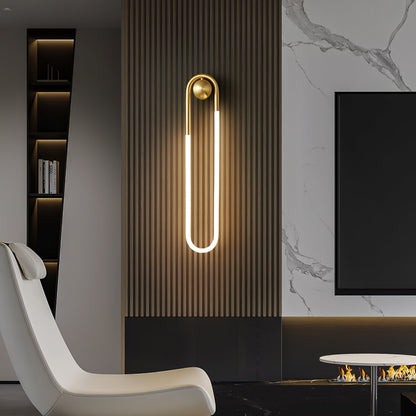 Modern Looped LED Wall Light – Minimalist Architectural Brass or Black Wall Sconce, 9W 45 cm or 18W 75 cm, Warm White