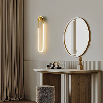 Modern Looped LED Wall Light – Minimalist Architectural Brass or Black Wall Sconce, 9W 45 cm or 18W 75 cm, Warm White
