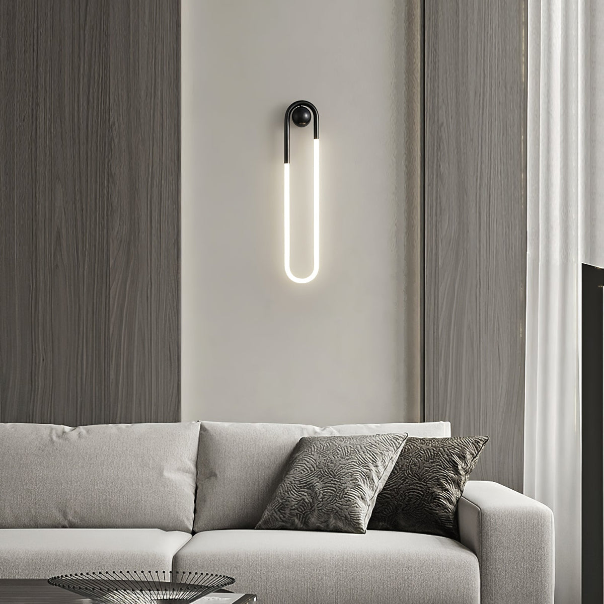 Modern Looped LED Wall Light – Minimalist Architectural Brass or Black Wall Sconce, 9W 45 cm or 18W 75 cm, Warm White