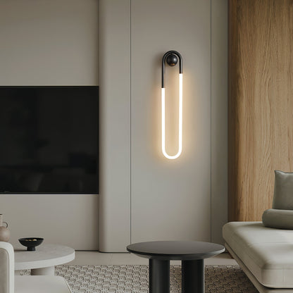 Modern Looped LED Wall Light – Minimalist Architectural Brass or Black Wall Sconce, 9W 45 cm or 18W 75 cm, Warm White