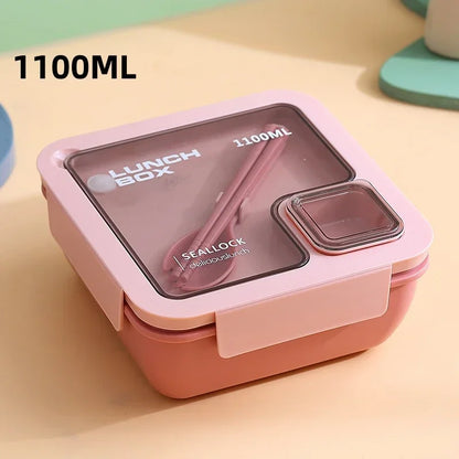 BentoGo Leak-Proof Bento Lunch Box with Cutlery – Microwave & Dishwasher Safe Food Container, 850 or 1100 ml, 4 Colors