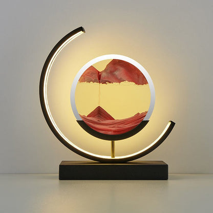 Sandlight Rotating Quicksand Art LED Table Lamp – 3D Moving Sand Picture Night Light, Relaxing Desk Decor