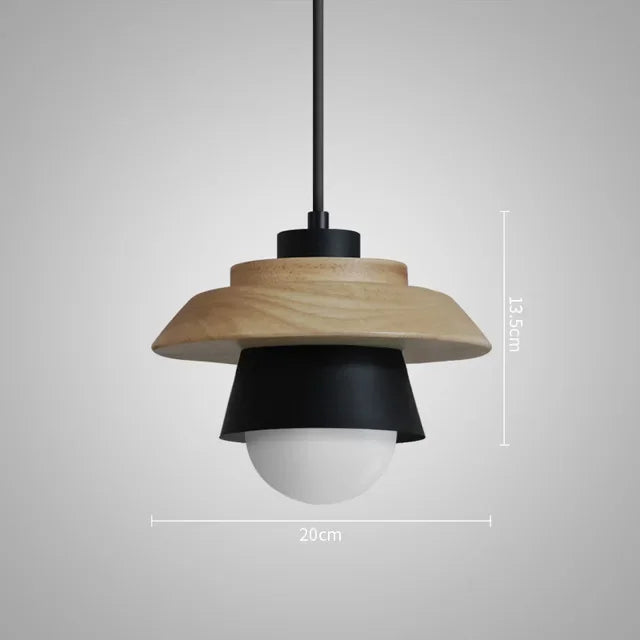 Nordic Wooden Macaron Pendant Light – Layered Wood & Color Hanging Lamp for Kitchen, Dining & Kids Room, Warm or Cool White