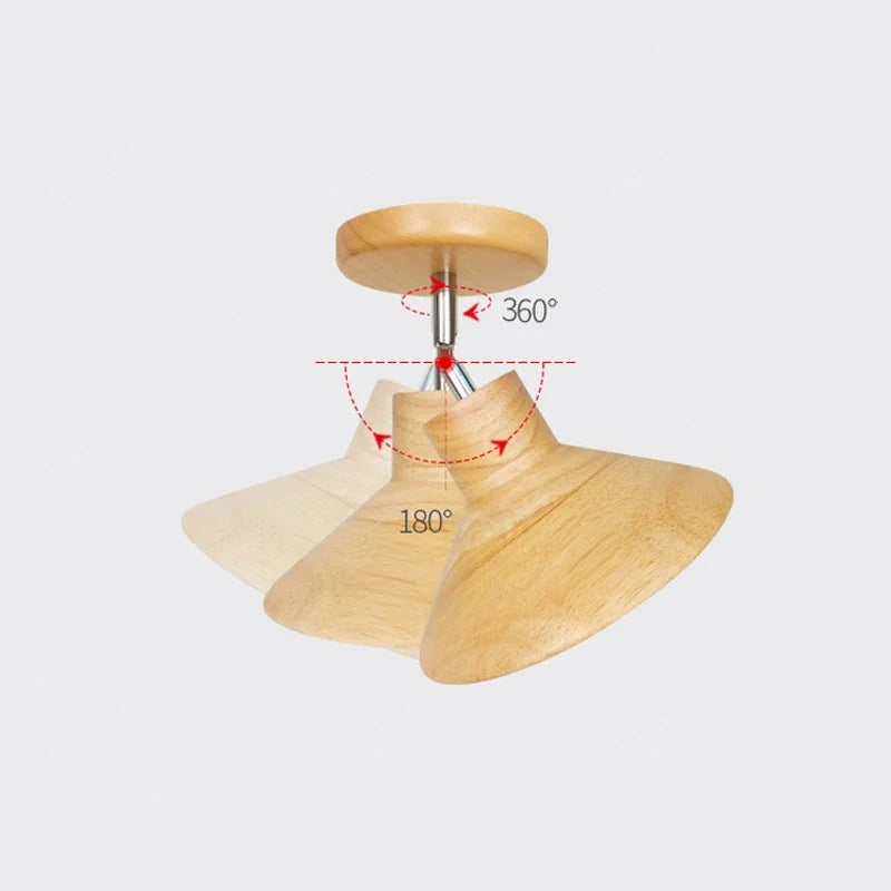 NordicWood Natural Timber Cone Ceiling Lamp – Solid Wood & Metal Scandinavian Ceiling Light, Warm or Cool White