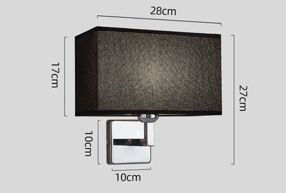 Bedside Wall Lamp with Flexible LED Reading Light – E27 Fabric Shade Wall Sconce with Separate Switches for Bedroom