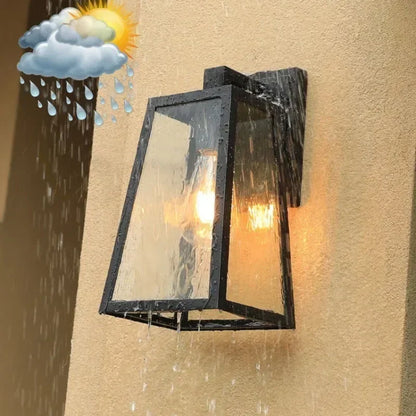 Verona Modern Outdoor Wall Lantern – European-Style Geometric Glass or Acrylic Weatherproof Porch Light in Matte Black