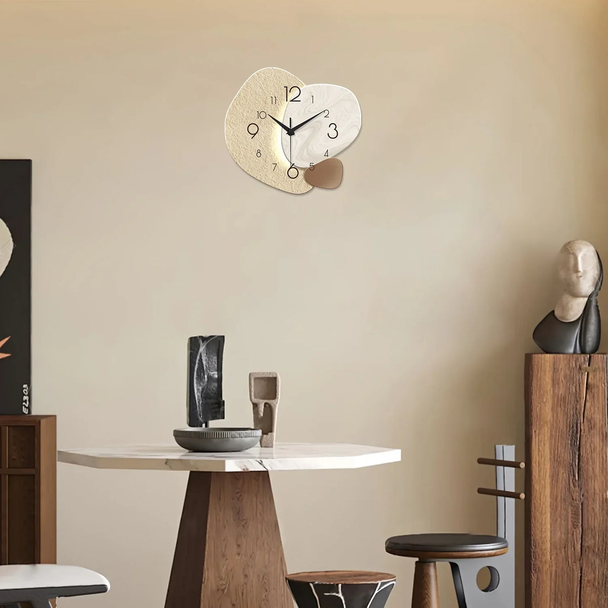 TempoStone Modern Wall Clock – Silent Non-Ticking Minimalist Stone-Look Clock for Living Room & Bedroom