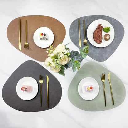 NordicDrop Double-Sided Faux Leather Placemats – Water-Drop Shaped Non-Slip Heat-Resistant Table Mats, Set of 4 or 6