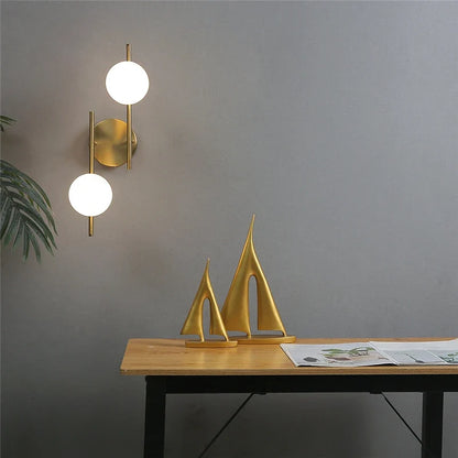 Astra Gold Frosted Glass Globe Wall Light – Modern Single or Double Globe Wall Sconce for Bedroom, Hallway & Bathroom