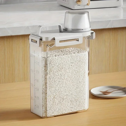 Airtight 2.5L Grain Storage Container – Rice, Cereal & Flour Dispenser with Measuring Cup, Moisture-Proof Pantry Organizer