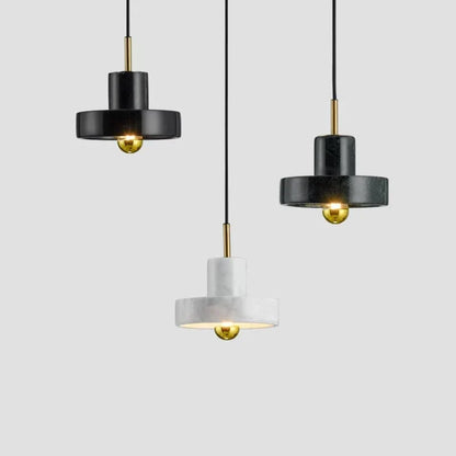 Natural Marble Stone Pendant Lamp – Postmodern Sculptural Hanging Light in Black, Dark Green or White Marble for Dining