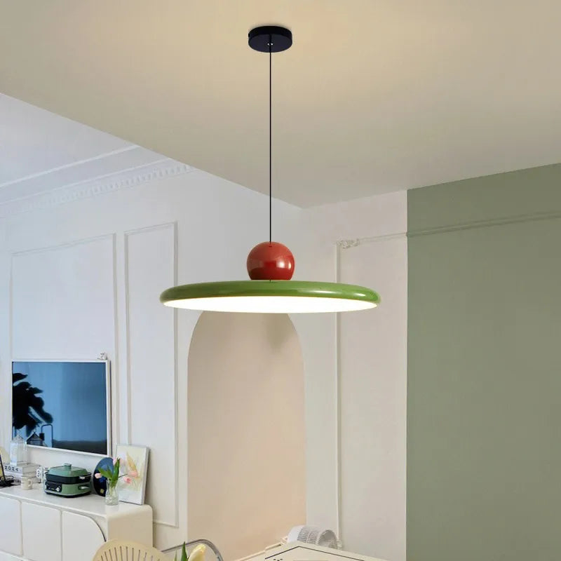Nordic Flying Saucer LED Pendant Light – 56W Cream-Style Ceiling Lamp with Warm, Cool or Tri-Color Light, 30 or 40 cm