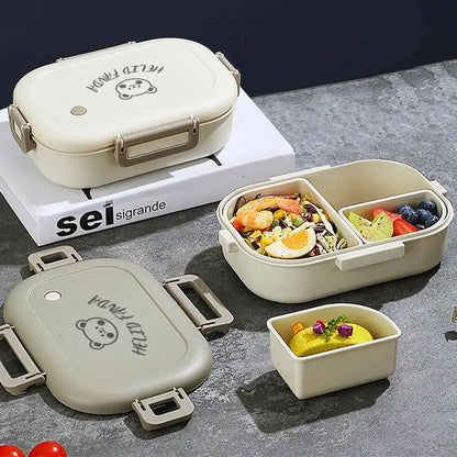 FreshMate Portable Bento Lunch Box – 3 Removable Leak-Proof Compartments with Side Locks, Meal Prep Container in White or Grey