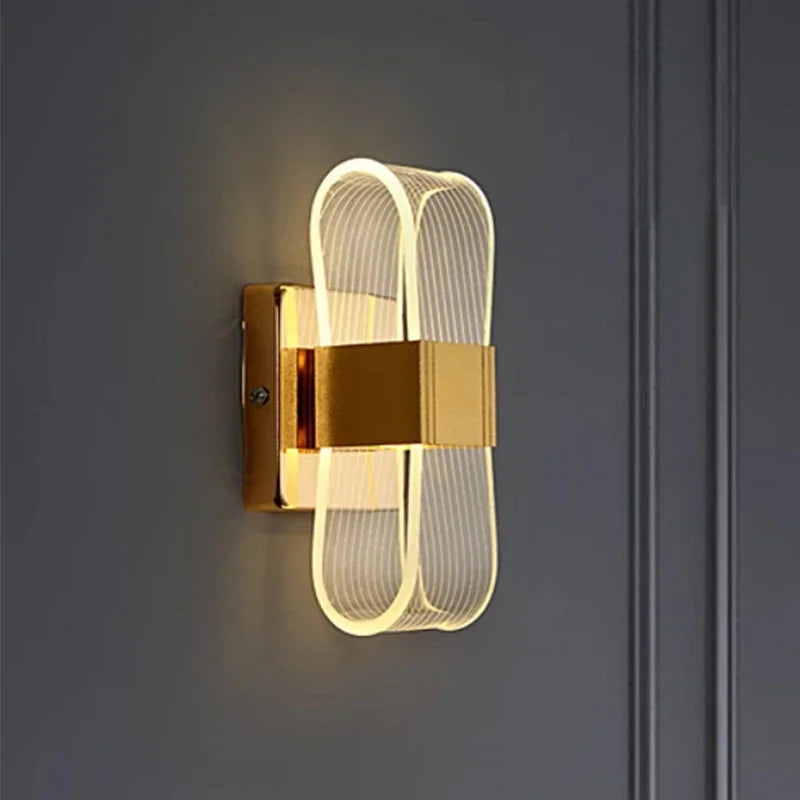 Nordic Luxury Looped LED Wall Lamp – Modern Gold Aluminum Decorative Wall Sconce with Warm 3000K Light for Bedroom & Hallway
