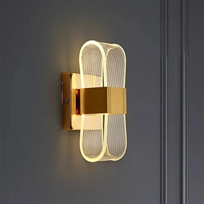 Nordic Luxury Looped LED Wall Lamp – Modern Gold Aluminum Decorative Wall Sconce with Warm 3000K Light for Bedroom & Hallway
