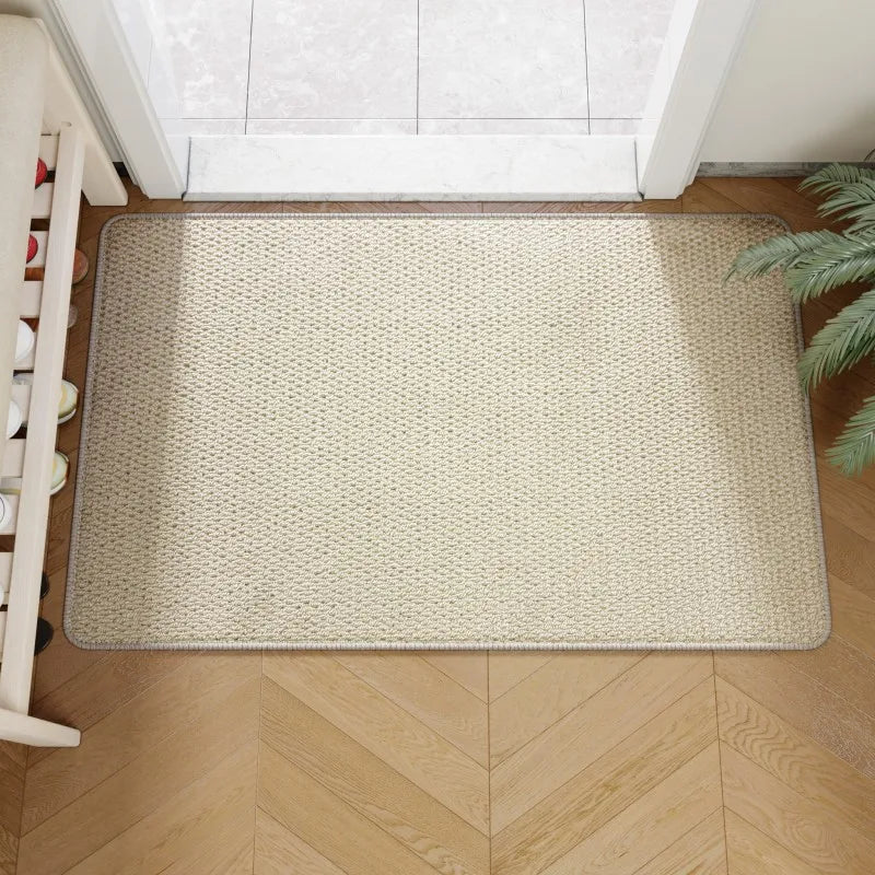 Faux Jute Outdoor Doormat – Non-Slip Rubber Backed Natural Woven Entrance Rug in Grey, White or Brown, 3 Sizes