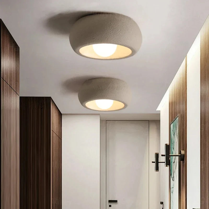 Modern Minimalist Round Flush Mount Ceiling Light – Slim Glare-Free LED Fixture in White or Brown for Hallway & Apartment