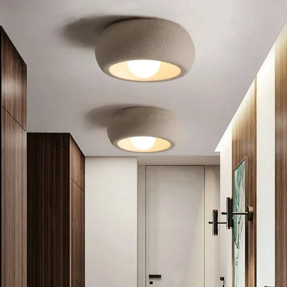 Modern Minimalist Round Flush Mount Ceiling Light – Slim Glare-Free LED Fixture in White or Brown for Hallway & Apartment